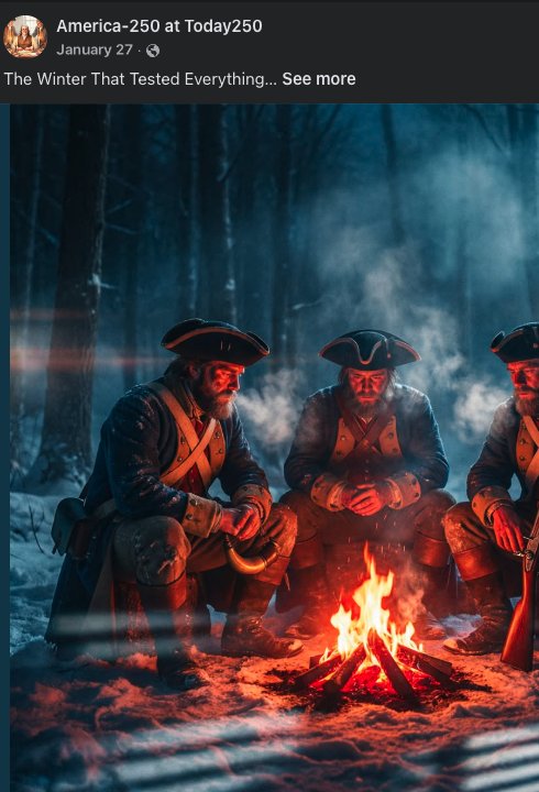 Facebook post: The Winter That Tested Everything — soldiers at campfire